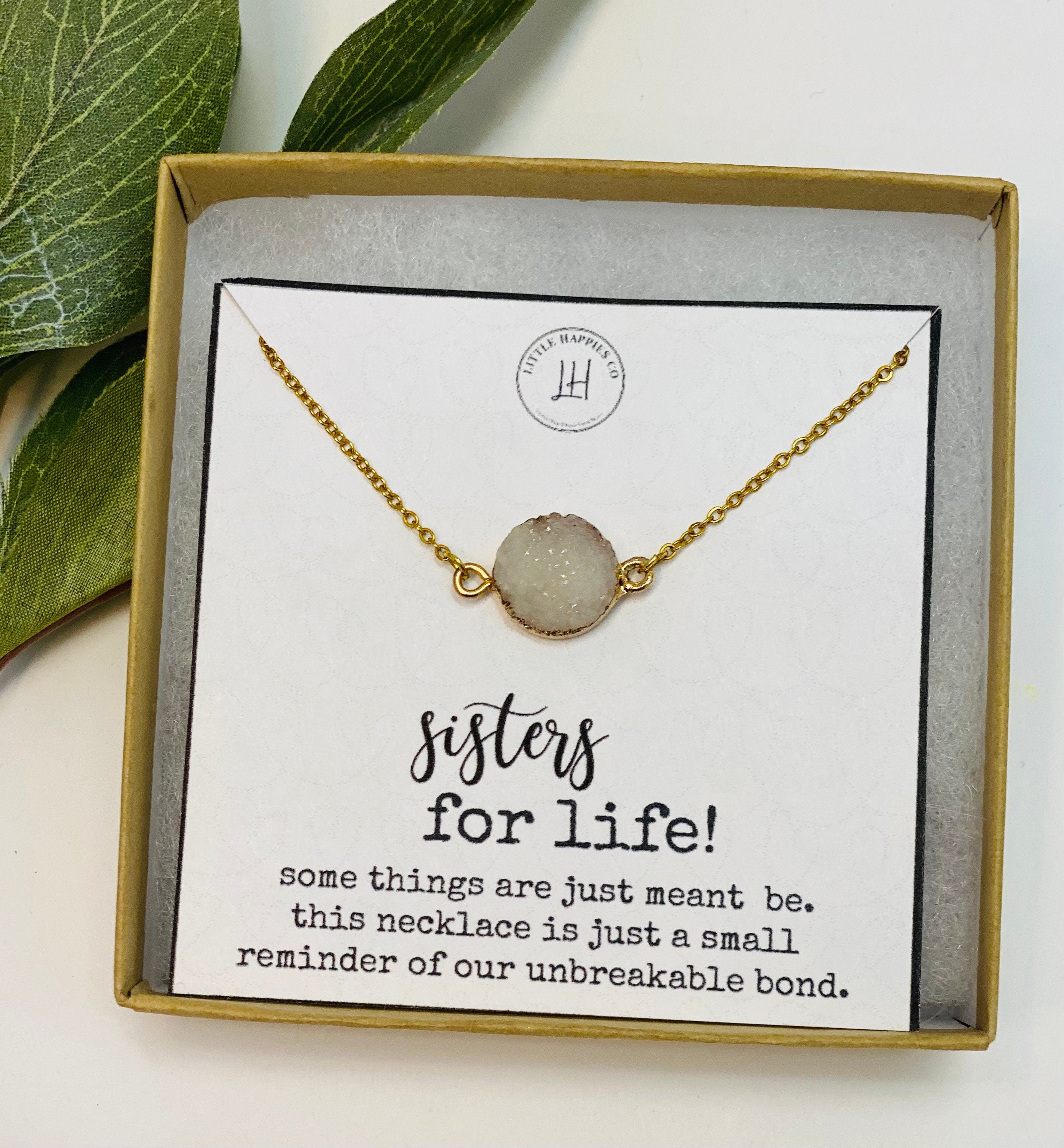 Sisters Necklace: Gift for Sister Gift Ideas Christmas Gift for Sister, Sister Birthday Gift, Big Sister Gift, Giggles, Secrets - 14 (Choker) Turquoi