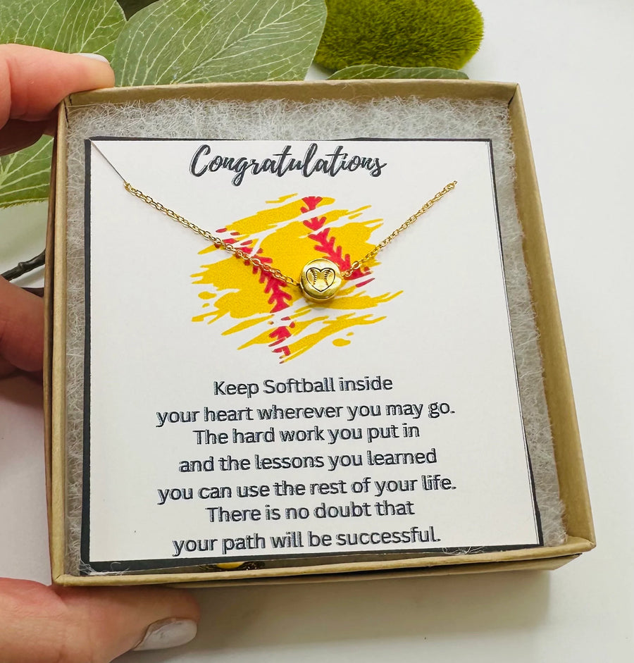 Dainty Softball Necklace - Perfect Senior Night Gift for Players