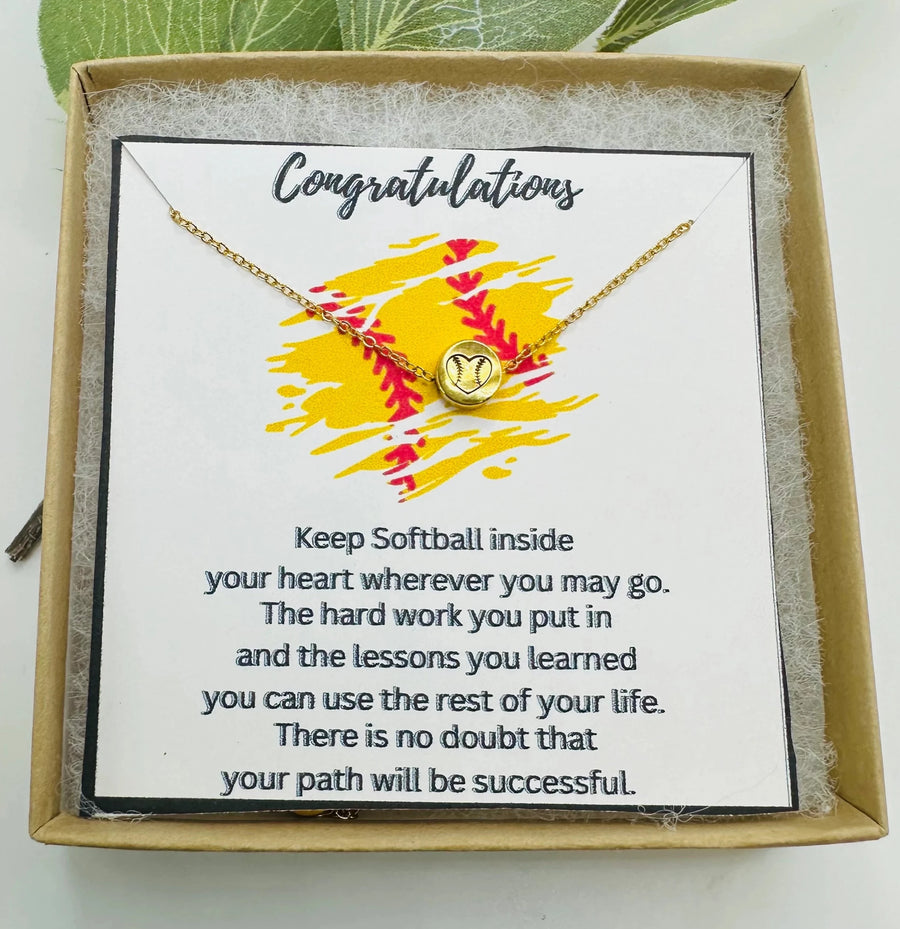 Dainty Softball Necklace - Perfect Senior Night Gift for Players