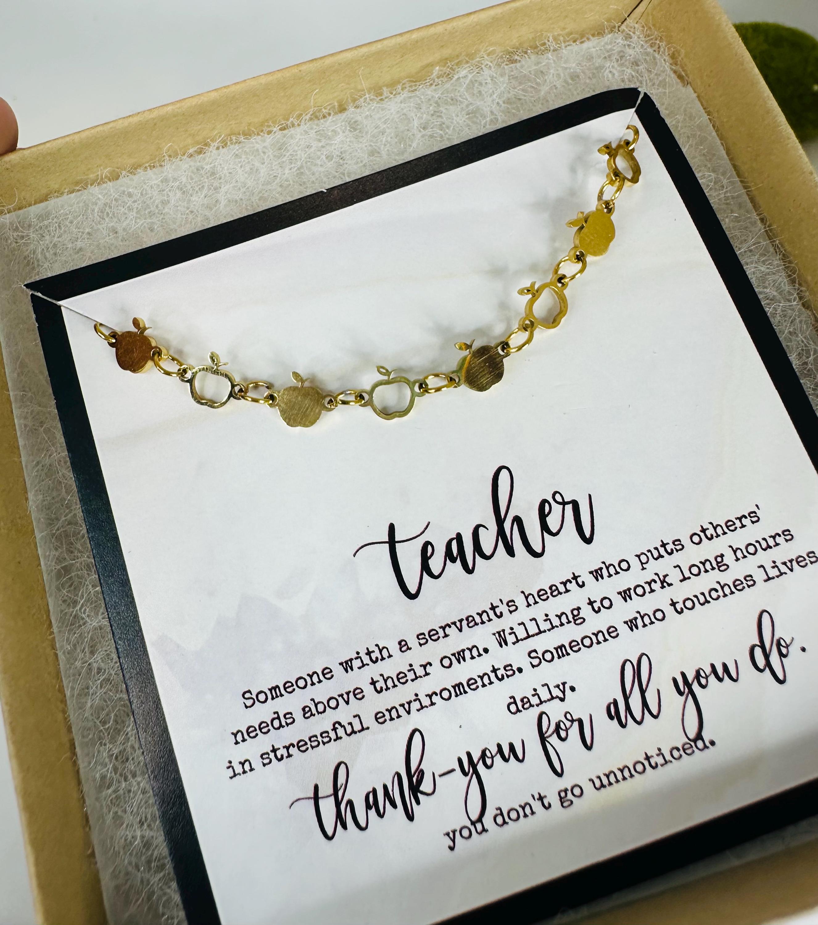 Apple Bracelet – A Unique and Thoughtful Gift for Teachers- Bulk Teacher Gifts for Her