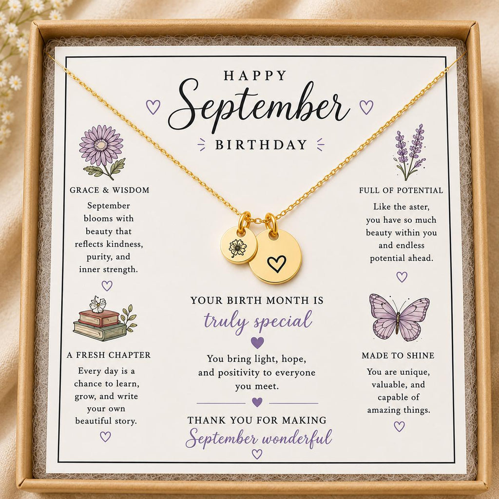 September Birth Flower Necklace, Aster Necklace, September Birthday Gift for Her, Birth Month Flower Jewelry