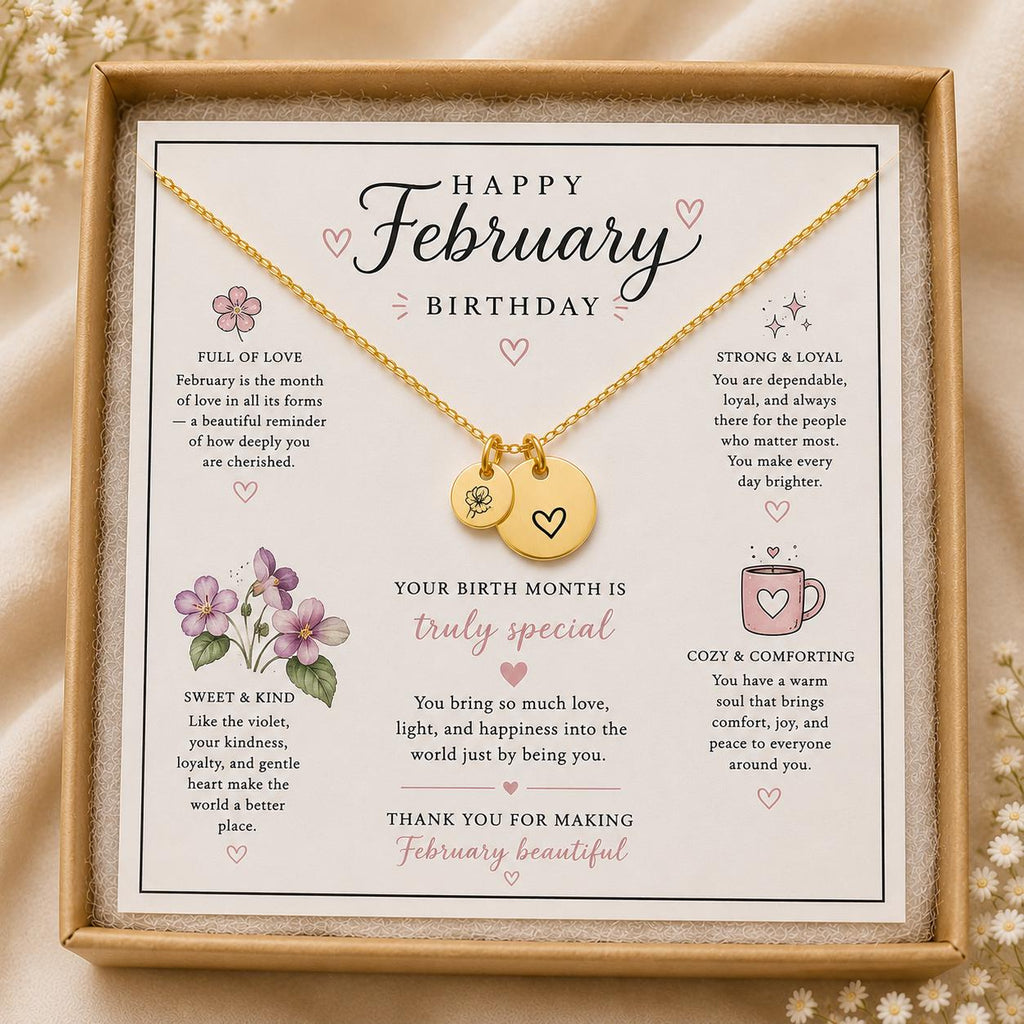 February Birth Flower Necklace | Violet Birthday Gift for Her | Personalized February Necklace | Birth Month Jewelry | Gold Silver