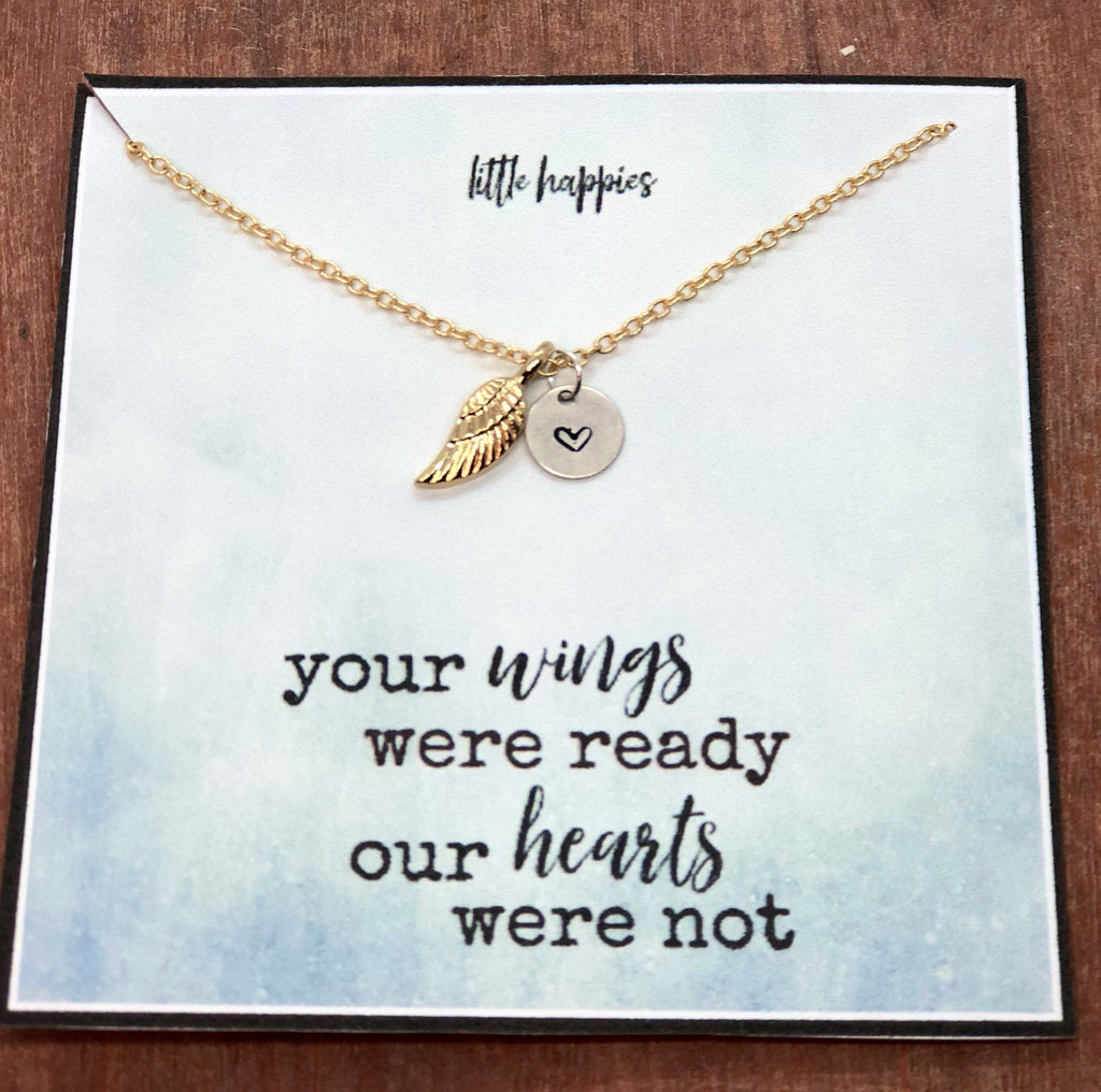 Sympathy/Grief Necklace - angel wing, heart  necklace, miscarriage gift, sympathy necklace, sympathy gift, grief gift, encouragement gift