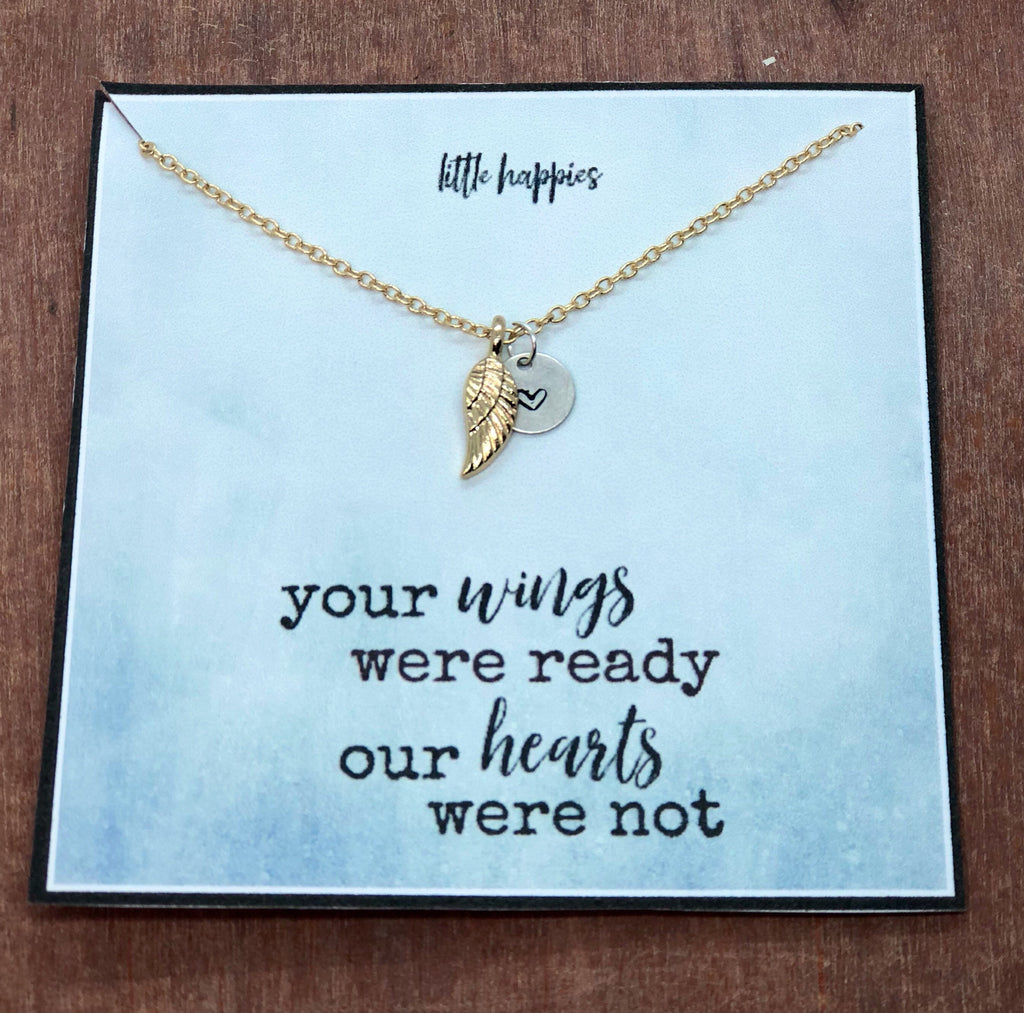Sympathy/Grief Necklace - angel wing, heart  necklace, miscarriage gift, sympathy necklace, sympathy gift, grief gift, encouragement gift