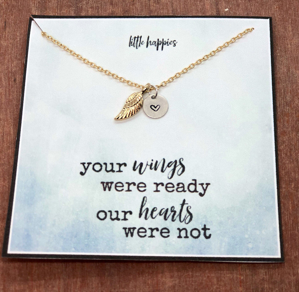 Sympathy/Grief Necklace - angel wing, heart  necklace, miscarriage gift, sympathy necklace, sympathy gift, grief gift, encouragement gift