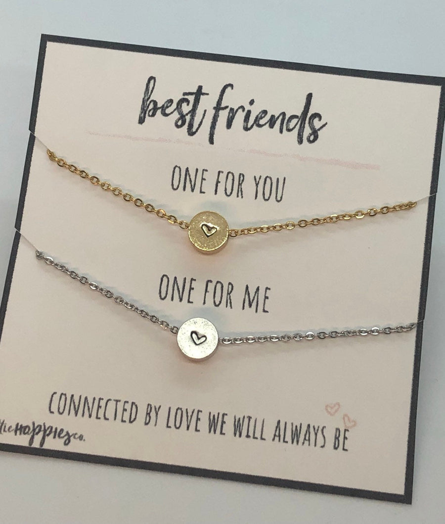 Dainty Best friend necklace, heart necklace, gift  best friend, best friend gift, 2 necklaces, pair of necklaces for friends, necklace set