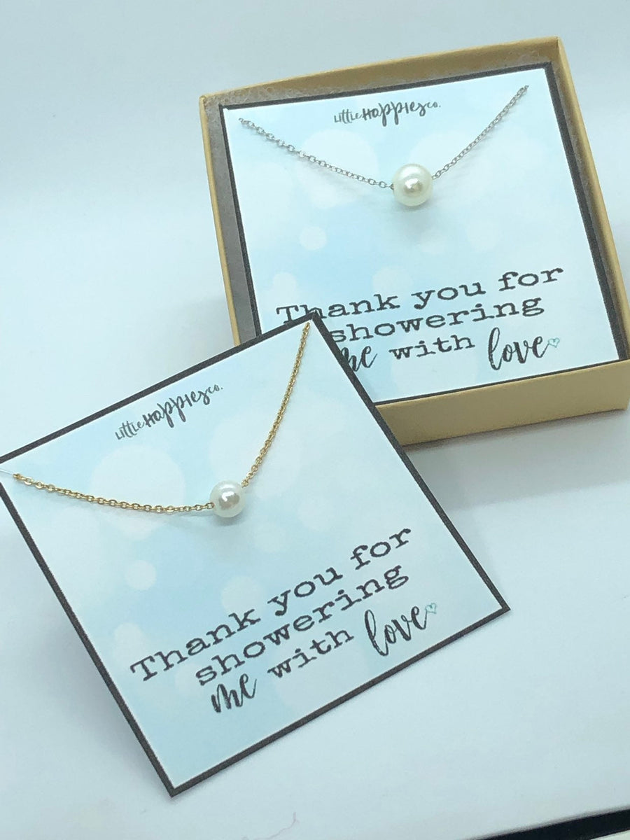 Baby shower hostess gift, baby boy shower hostess thank you gift, baby girl shower host gifts, gender reveal freshwater pearl necklaces