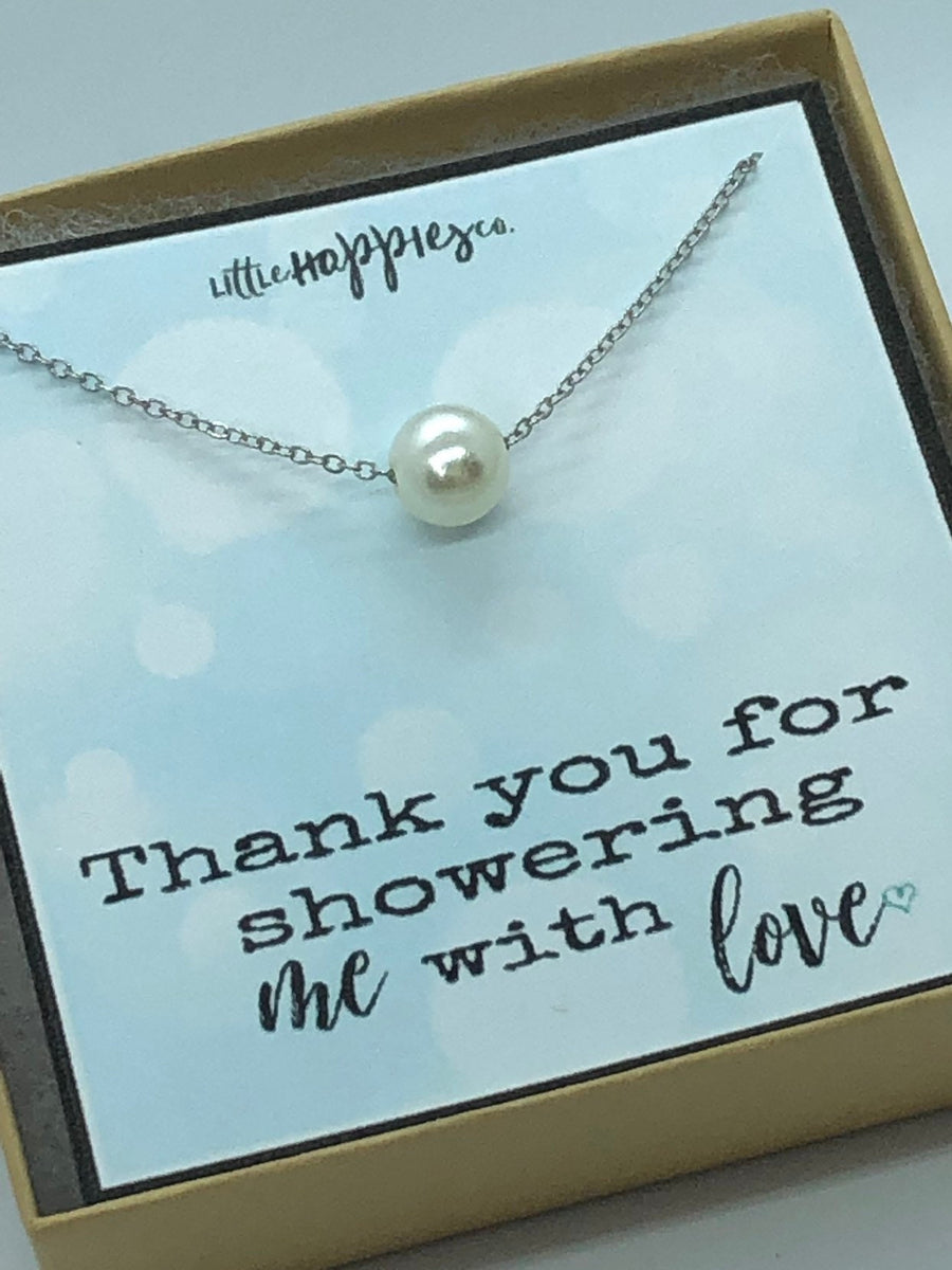 Baby shower hostess gift, baby boy shower hostess thank you gift, baby girl shower host gifts, gender reveal freshwater pearl necklaces