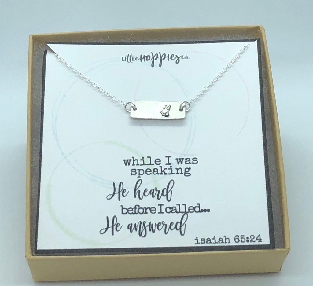 Prayer Necklace, encouragement necklace, praying for you,  christian jewelry, sympathy gift, grief gift, miscarriage gift, infertility