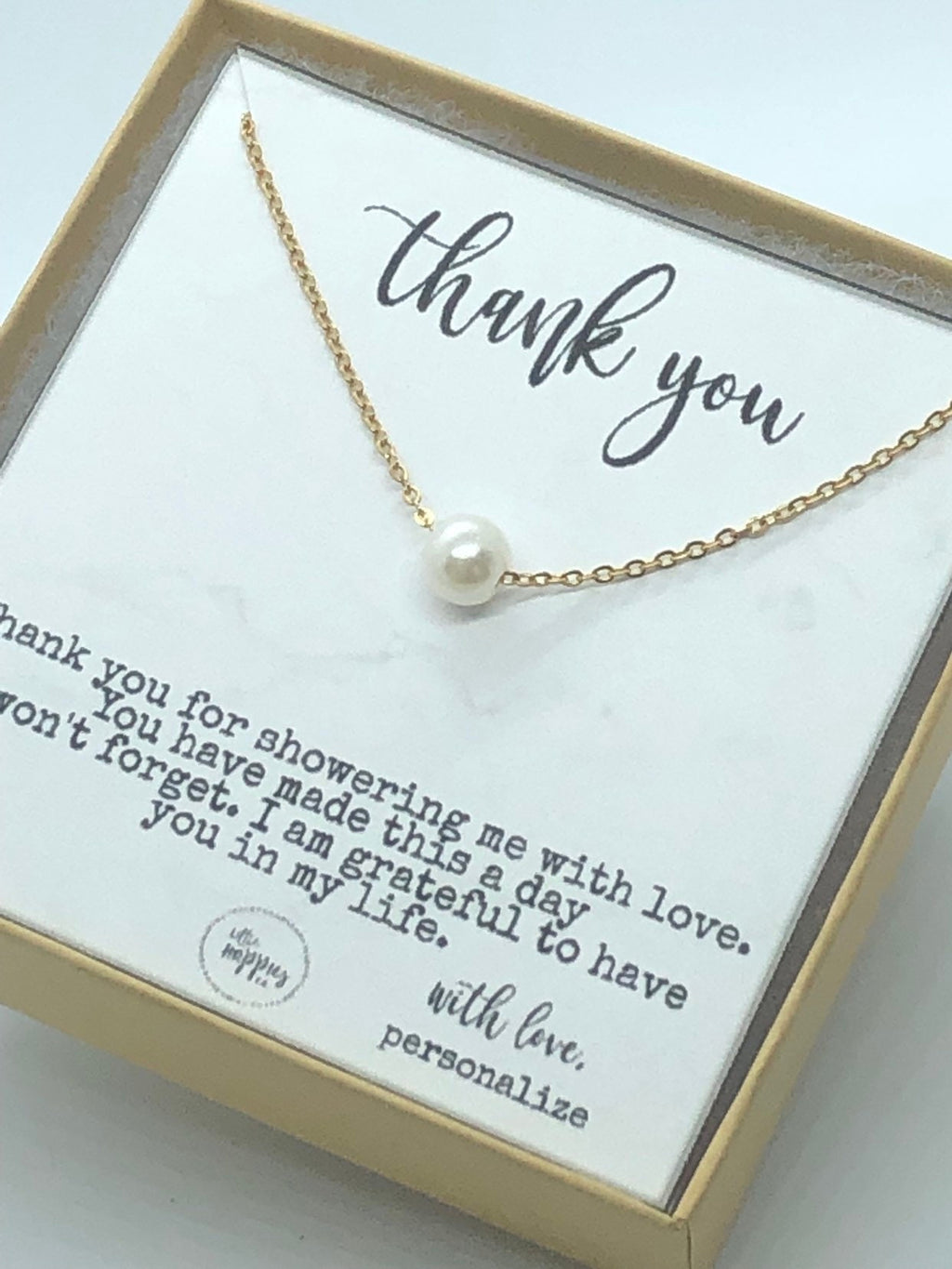 Baby shower hostess gift, baby boy shower hostess thank you gift, baby girl shower host gifts, dainty pearl necklace
