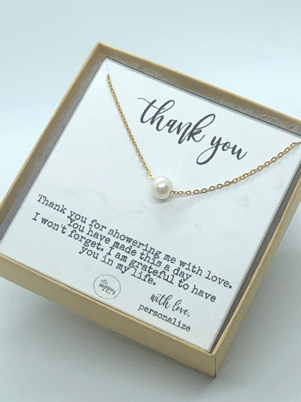 Baby shower hostess gift, baby boy shower hostess thank you gift, baby girl shower host gifts, dainty pearl necklace