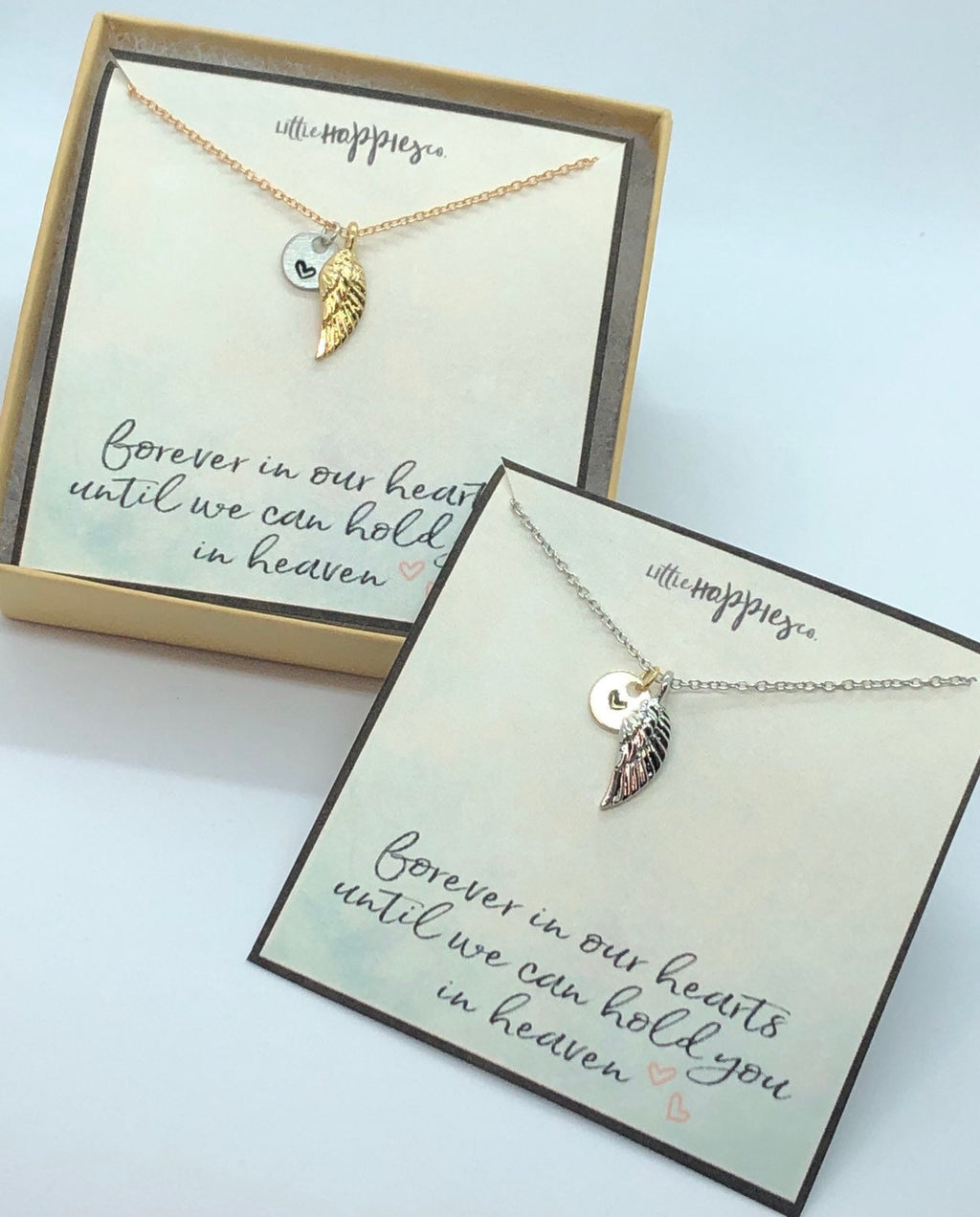 Sympathy/Grief Necklace - angel wing, heart  necklace, miscarriage gift, sympathy necklace, sympathy gift, grief gift, encouragement gift