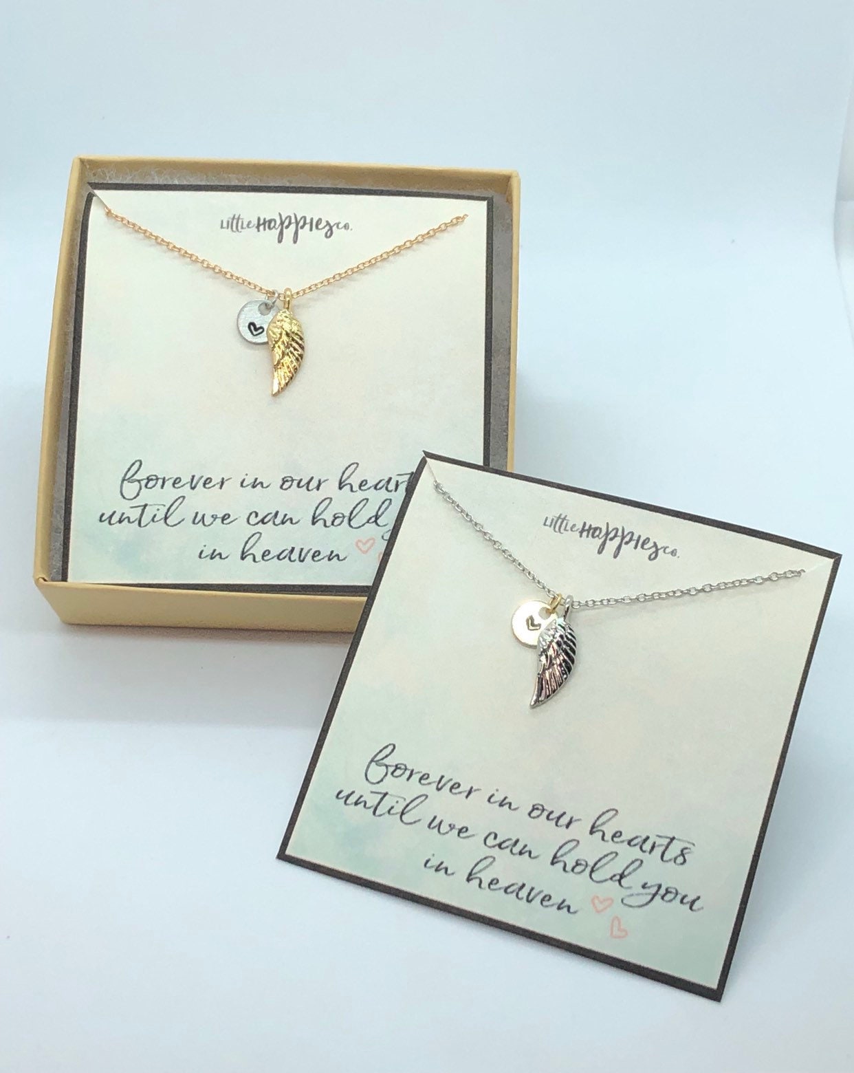 Sympathy/Grief Necklace - angel wing, heart  necklace, miscarriage gift, sympathy necklace, sympathy gift, grief gift, encouragement gift