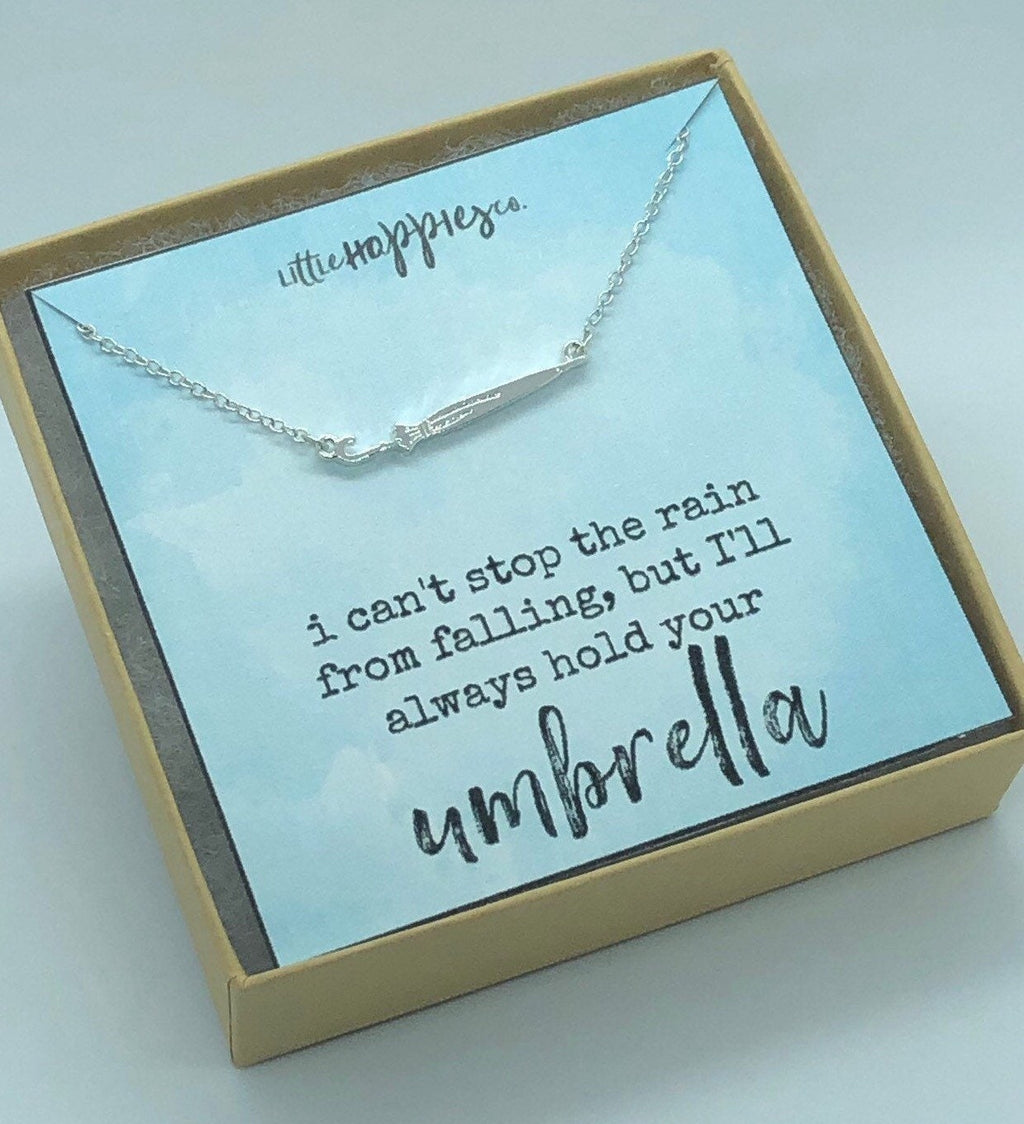 umbrella necklace, friendship necklace, best friend gift, best friend necklace, encouragement gift, miscarry gift, sympathy gift