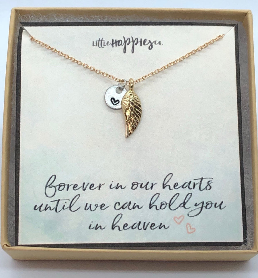 Sympathy/Grief Necklace - angel wing, heart  necklace, miscarriage gift, sympathy necklace, sympathy gift, grief gift, encouragement gift