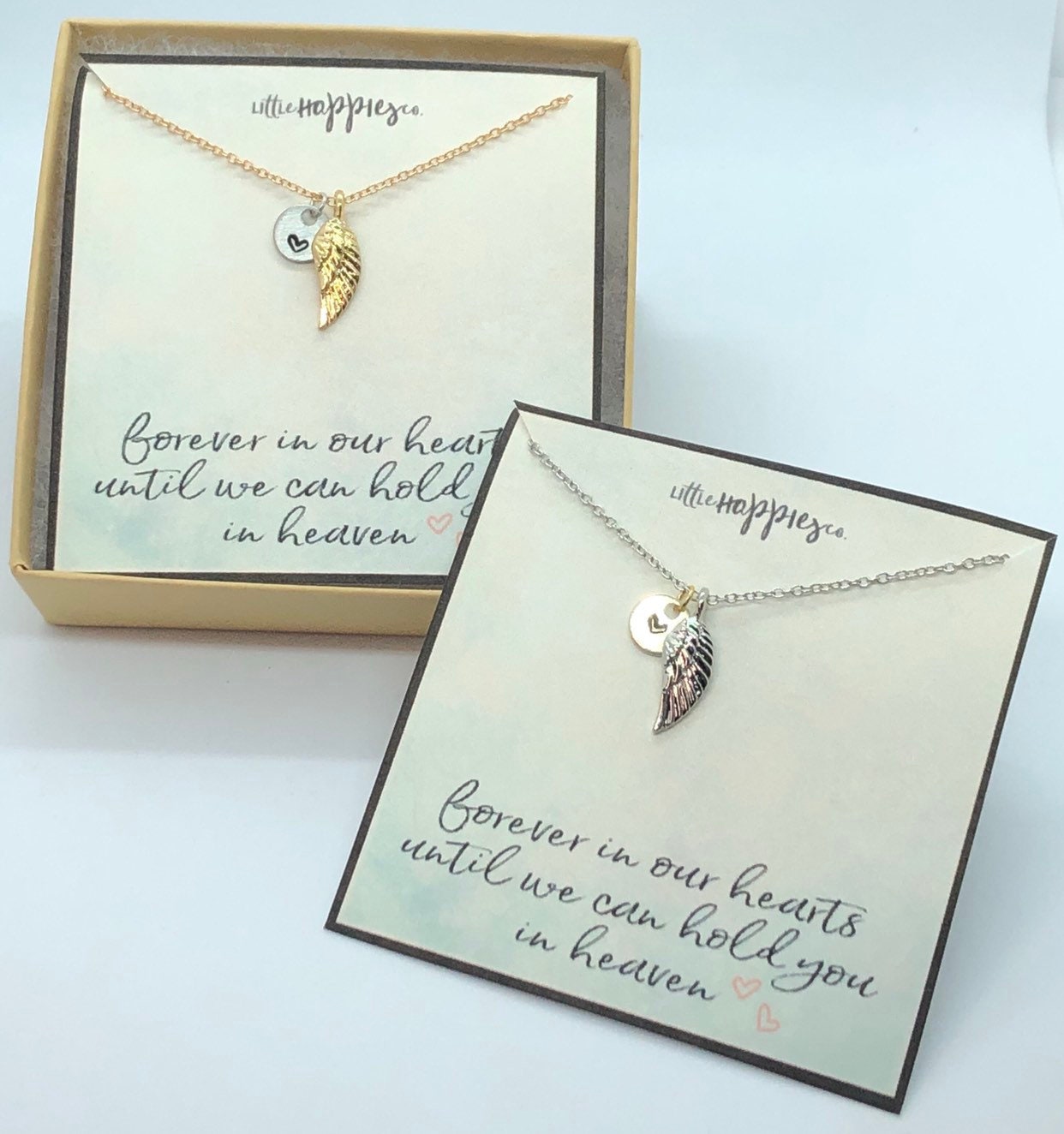 Sympathy/Grief Necklace - angel wing, heart  necklace, miscarriage gift, sympathy necklace, sympathy gift, grief gift, encouragement gift