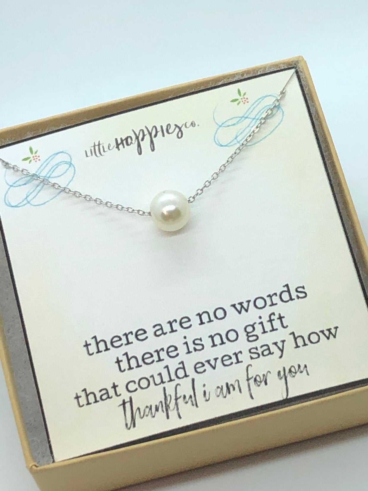 hostess gift, baby shower gift, wedding shower, gifts for hostesses, host, necklace gift, inexpensive, thank you, dainty pearl necklace