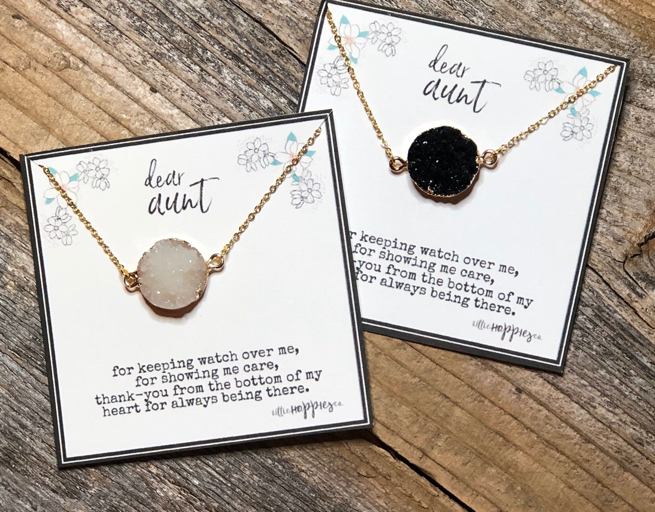 Gift for aunt, Gift for aunt from niece, Aunt necklace, gift from nephew, aunt gifts, aunt jewelry, druzy (01-004)
