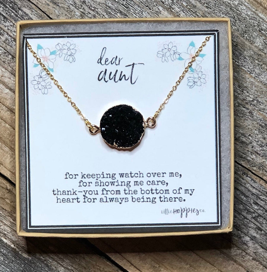 Gift for aunt, Gift for aunt from niece, Aunt necklace, gift from nephew, aunt gifts, aunt jewelry, druzy (01-004)