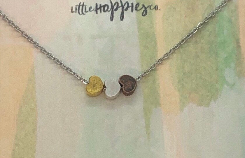 Triple heart necklace, Long distance sister gifts, Sister birthday present, Unique birthday gifts for sister, Long distance family gifts