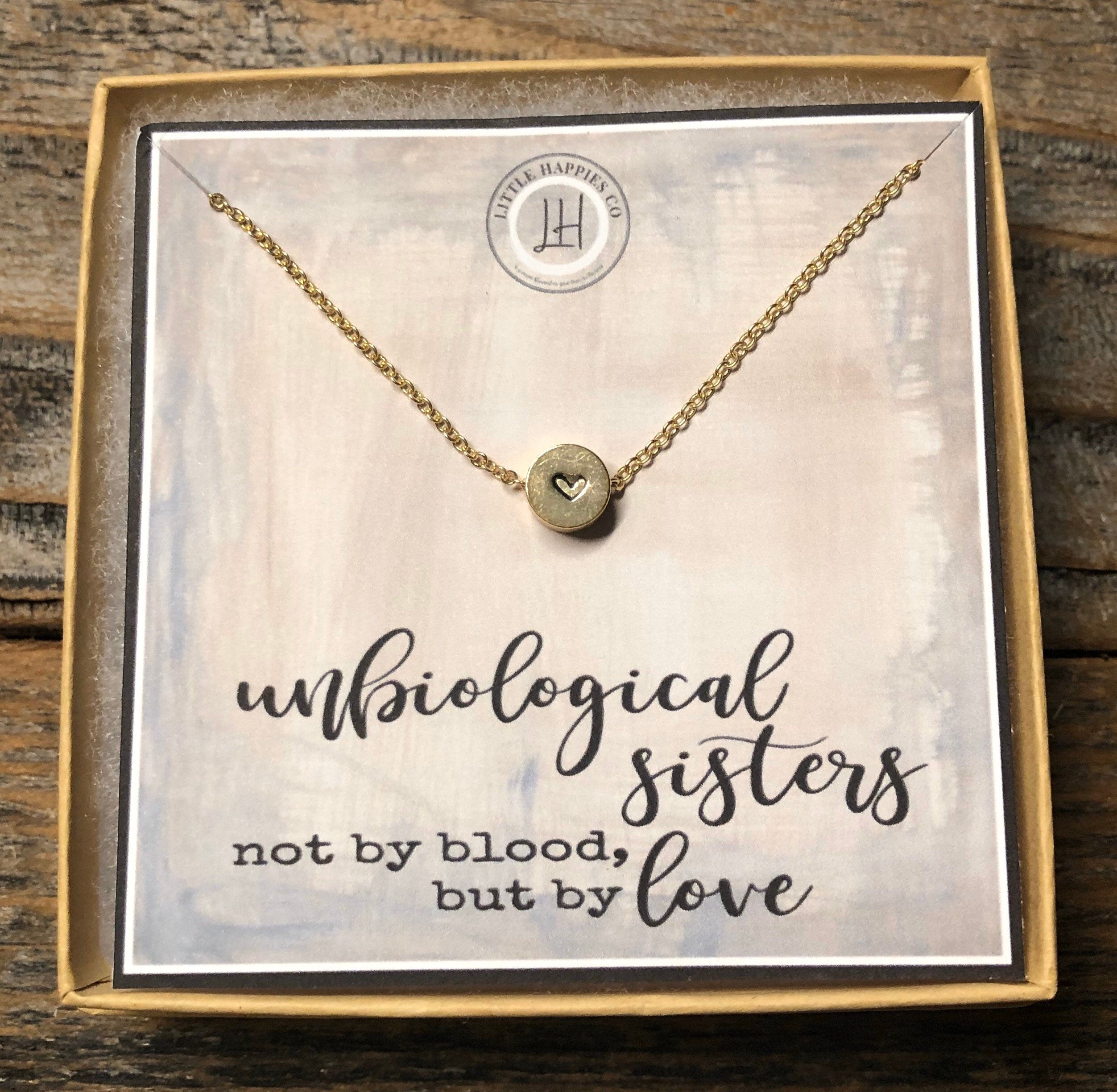 Unbiological sister necklace, Unbiological sister gifts, Unique best friend gifts, Best friend gifts for girl, Fun gift ideas - BF0016