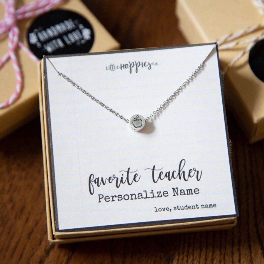 Personalized teacher gift, Apple necklace, Gift for teacher from student, Gift for teacher, Teacher apple necklace, Teacher appreciation