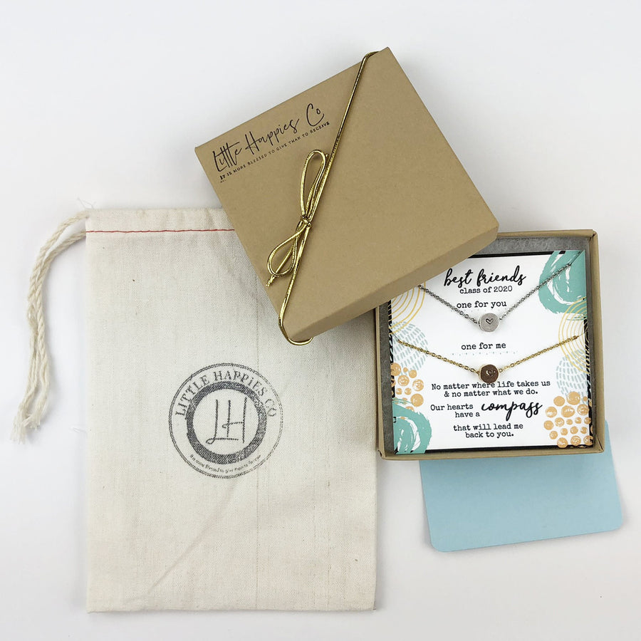 Graduation gift for best friend, Friendship necklace for 2, Best