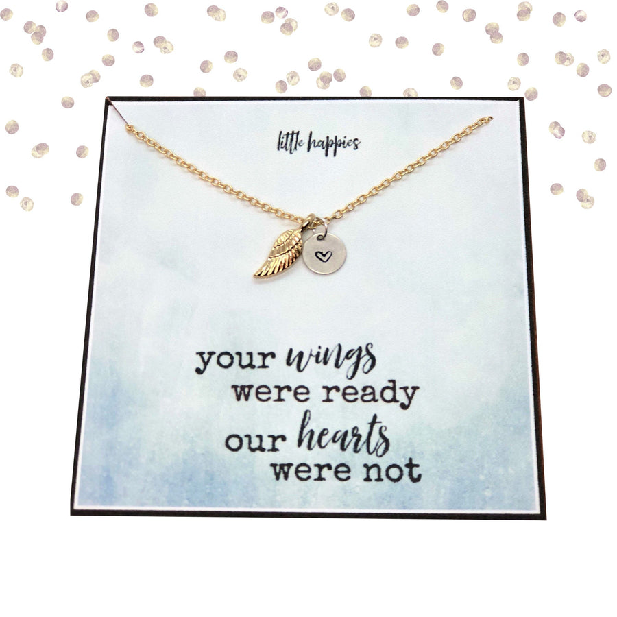 Sympathy/Grief Necklace - angel wing, heart  necklace, miscarriage gift, sympathy necklace, sympathy gift, grief gift, encouragement gift