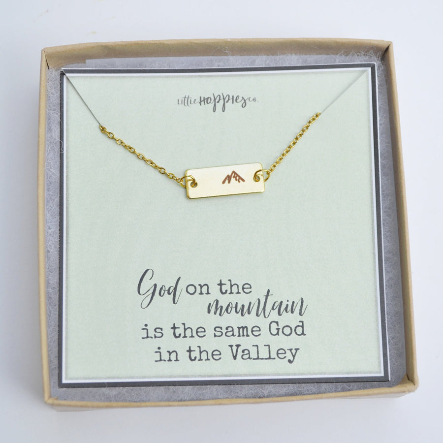 Gold Mountain Necklace, Faith Necklace, Religious Jewelry, Mountain Necklace, Christian Gifts for Friends, Mountain Pendant Necklace