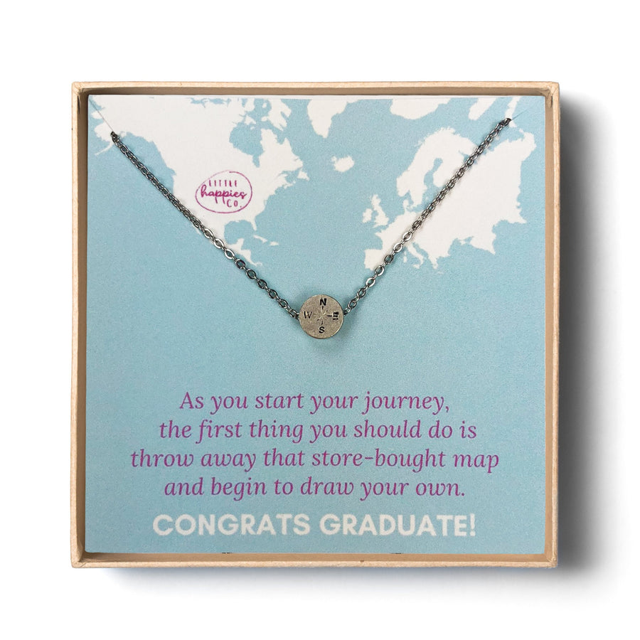 Class of 2020 graduation necklace gift, Congratulations jewelry, Gift for girls college, High school, Senior graduation, Compass necklace