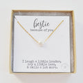 Pearl Necklace Gold, Bestie Necklace, BFF Gift Idea, Friendship Necklace, Bestfriend Gift, Thank You Gift, Bestie Jewelry, (02-001)