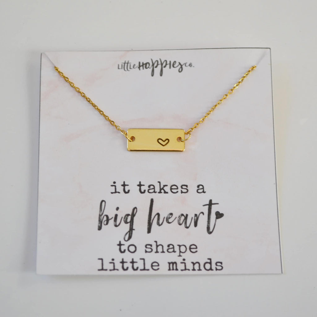 Teacher Appreciation Gift, Heart Necklace, Teacher Thank You Gift, Appreciation Gift, Bar Necklace, Gifts for Her, Teacher Gift Jewelry
