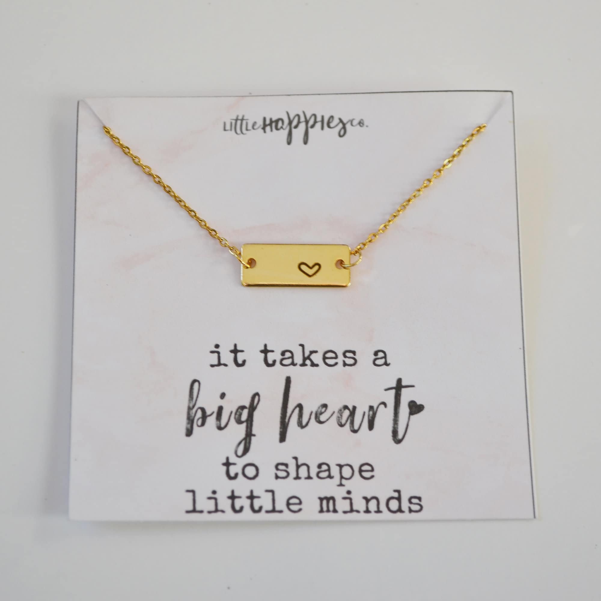 Teacher Appreciation Gift, Heart Necklace, Teacher Thank You Gift, Appreciation Gift, Bar Necklace, Gifts for Her, Teacher Gift Jewelry