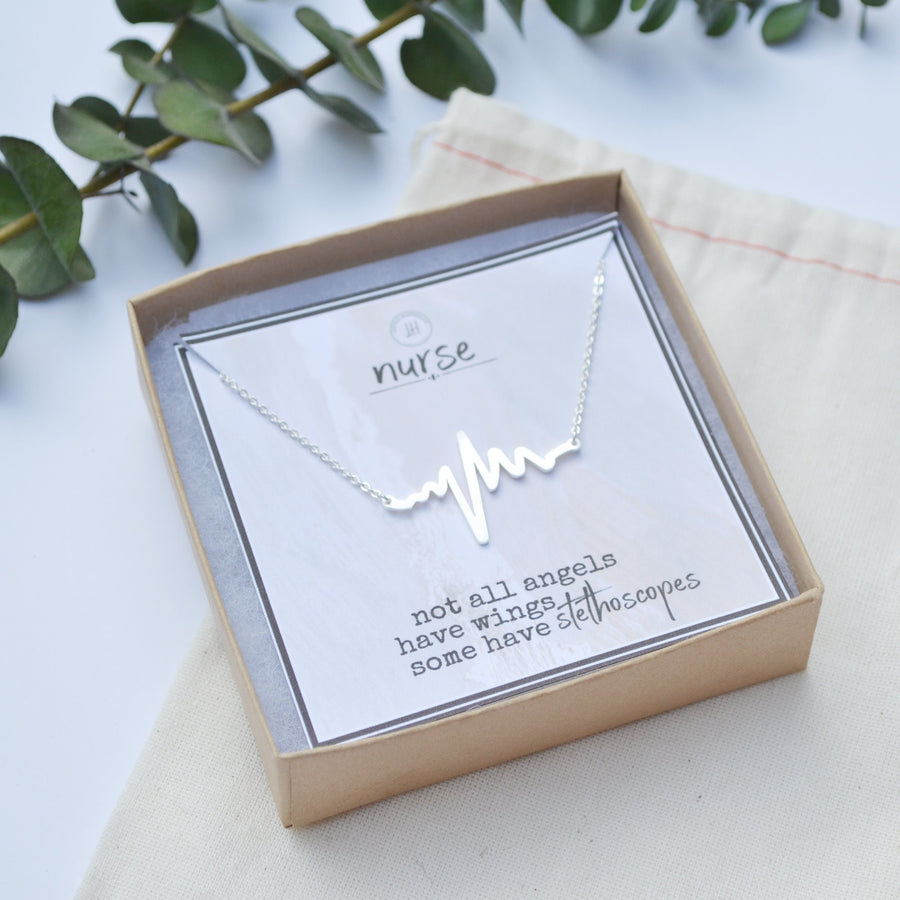 Heartbeat Necklace, Nurse Thank You Gift, Nurse Appreciation Gift, Gift for Nurse, Nurse Jewelry, Nurse Necklace, Nurse Gift, Thank You Gift