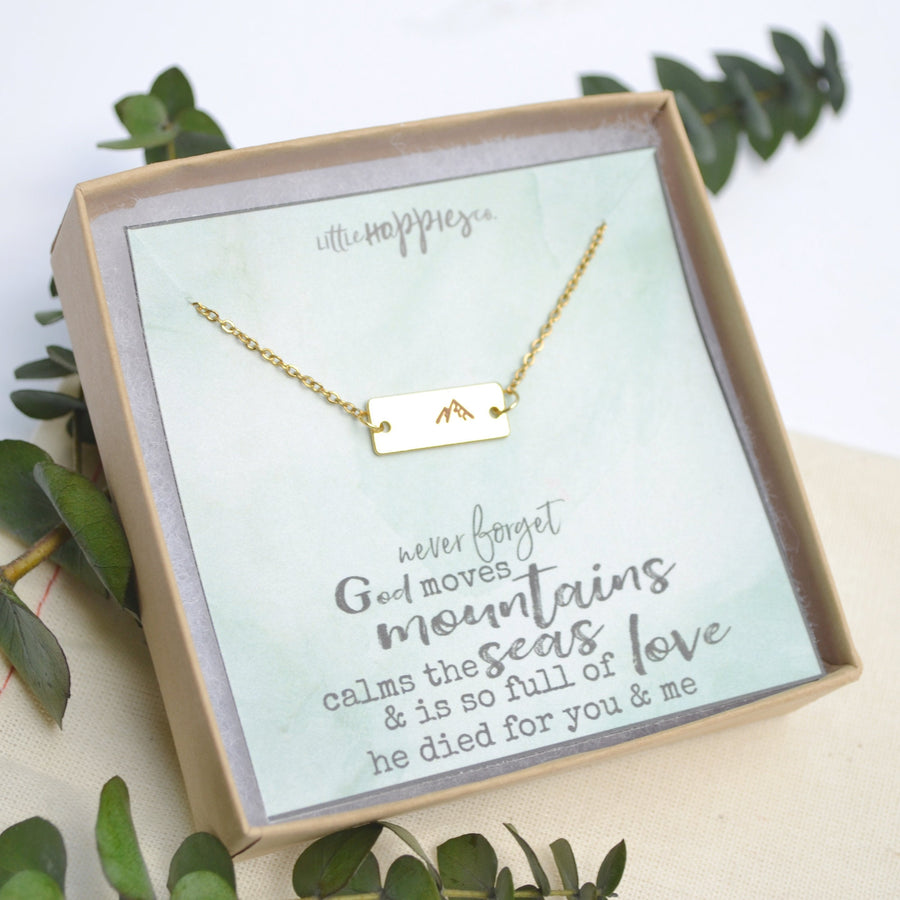 Mountain Necklace, Christian Gifts for Friends, Mountain Pendant Necklace, Gold Mountain Necklace, Faith Necklace, Religious Jewelry