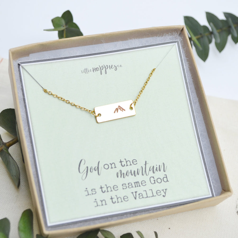 Gold Mountain Necklace, Faith Necklace, Religious Jewelry, Mountain Necklace, Christian Gifts for Friends, Mountain Pendant Necklace