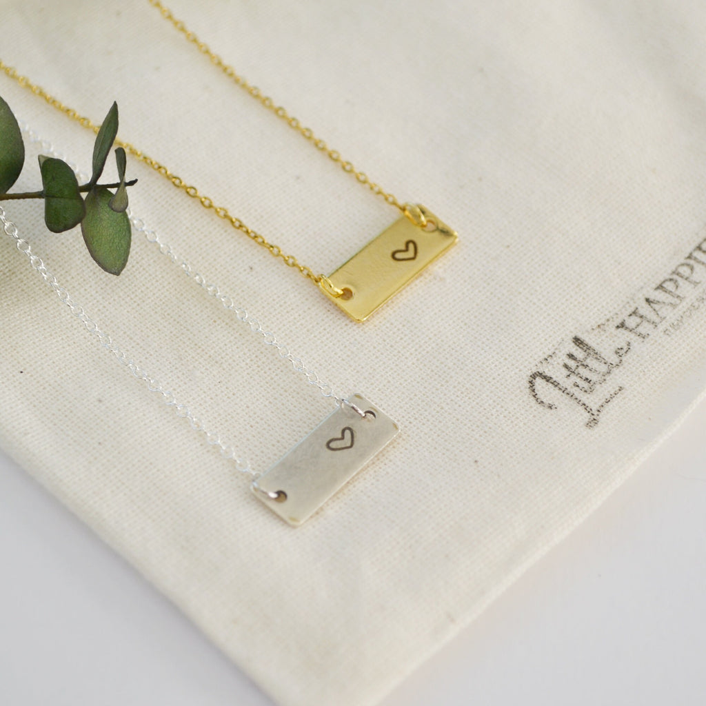 Gift for Dance Teacher,  Teacher Appreciation Gift, Dance Teacher Gift, Bar Necklace, Heart Necklace, Gifts for Her, Teacher Thank You Gift