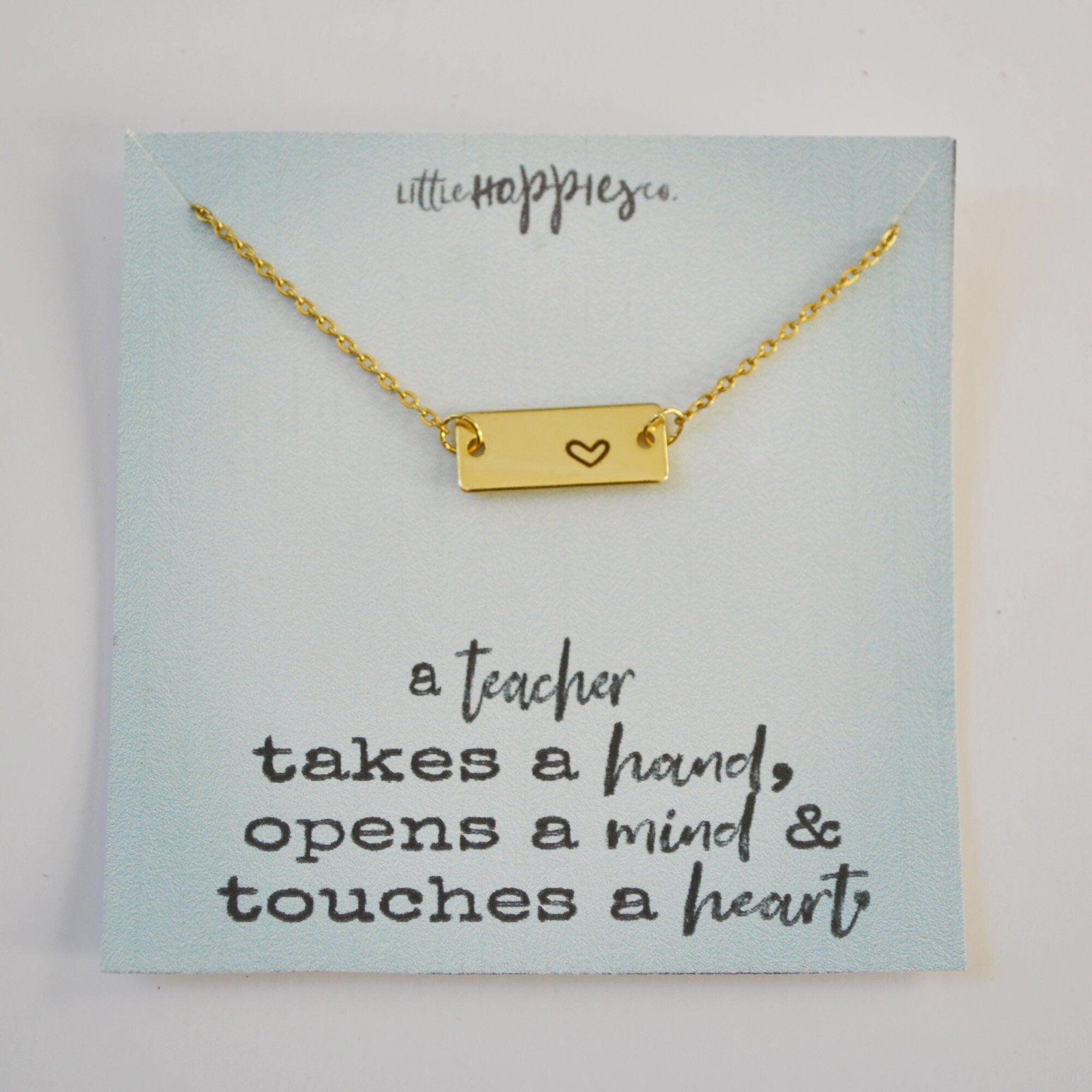 Teacher Thank You Gift, Appreciation Gift, Bar Necklace, Teacher Appreciation Gift, Heart Necklace, Gifts for Her, Teacher Gift Jewelry