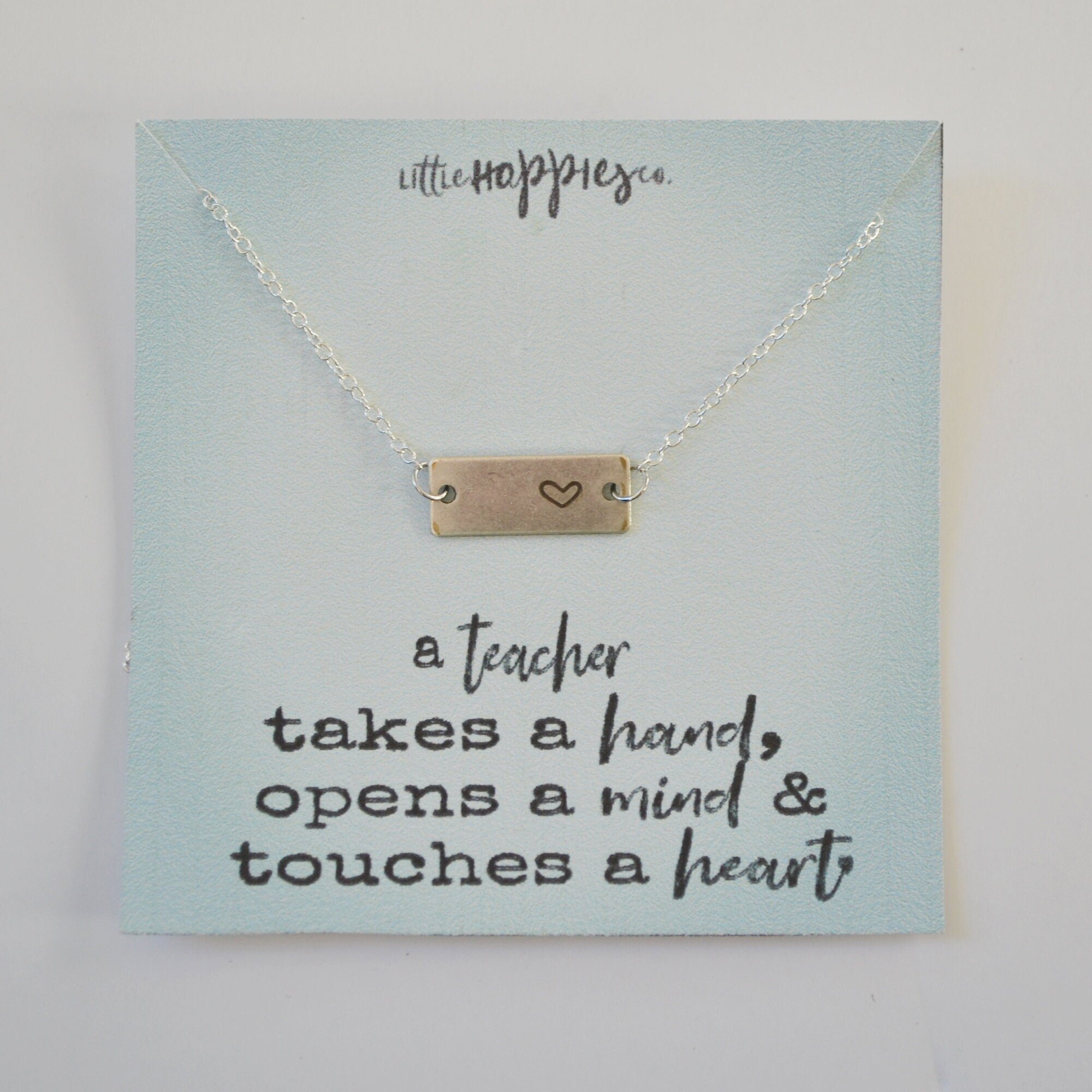 Teacher Thank You Gift, Appreciation Gift, Bar Necklace, Teacher Appreciation Gift, Heart Necklace, Gifts for Her, Teacher Gift Jewelry