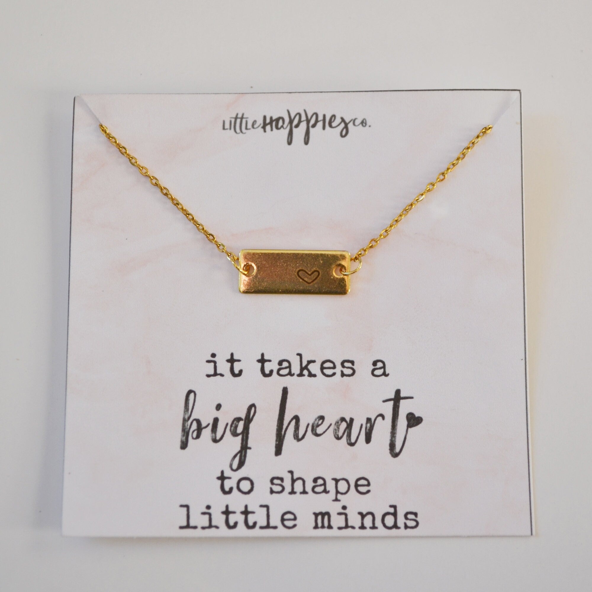 Teacher Appreciation Gift, Heart Necklace, Teacher Thank You Gift, Appreciation Gift, Bar Necklace, Gifts for Her, Teacher Gift Jewelry
