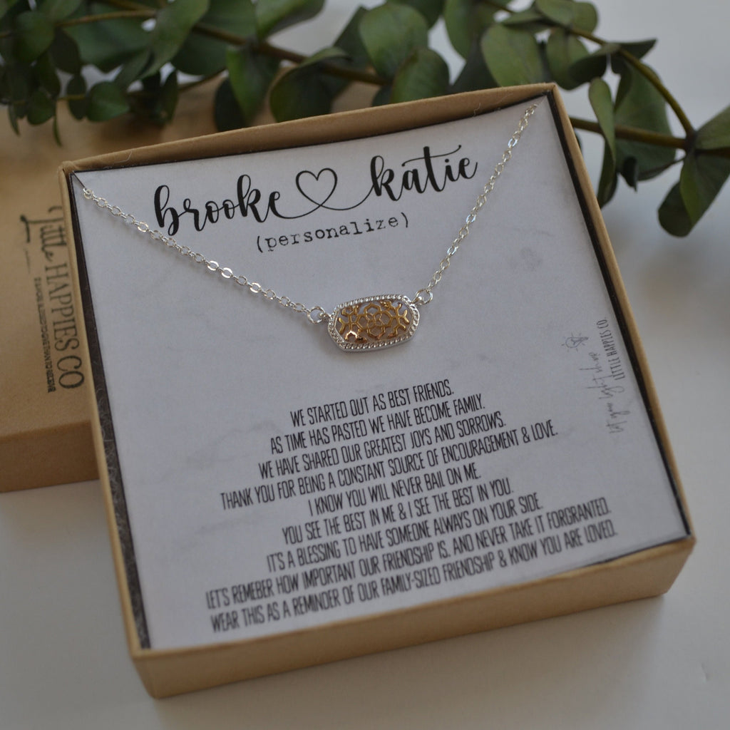 Personalized friend gifts, Sentimental gifts for best friends, Keepsake gifts, Filigree necklace, Birthday gift ideas for best friend female