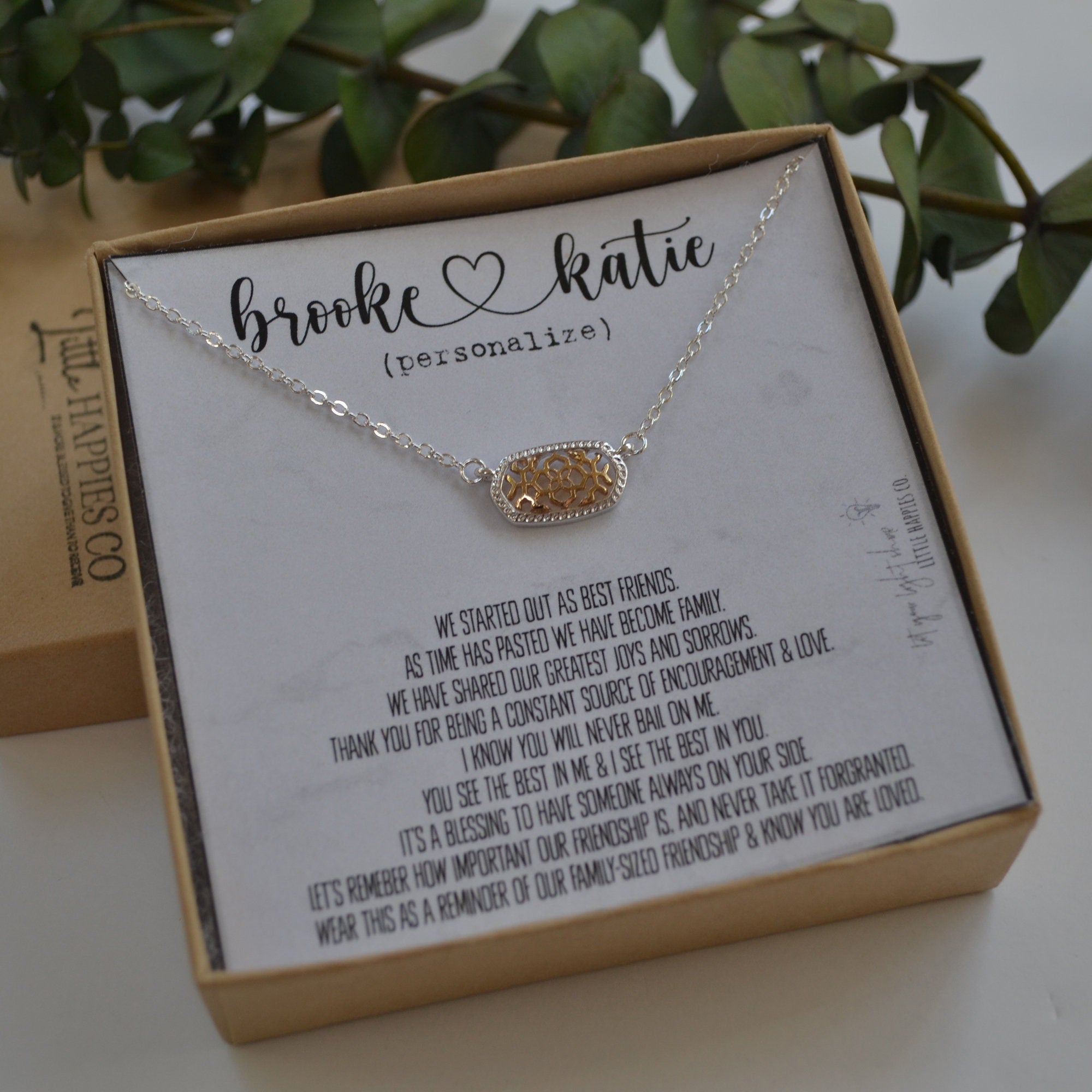 Personalized friend gifts, Sentimental gifts for best friends, Keepsake gifts, Filigree necklace, Birthday gift ideas for best friend female