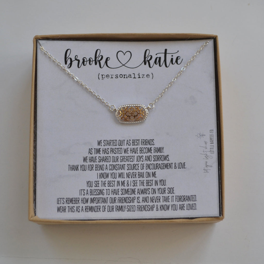 Personalized friend gifts, Sentimental gifts for best friends, Keepsake gifts, Filigree necklace, Birthday gift ideas for best friend female