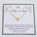 Sister in law gift, Gift for sister in laws, Sister in law jewelry, Sister in law birthday gift, Heart necklace, Gold, Silver, Rose gold