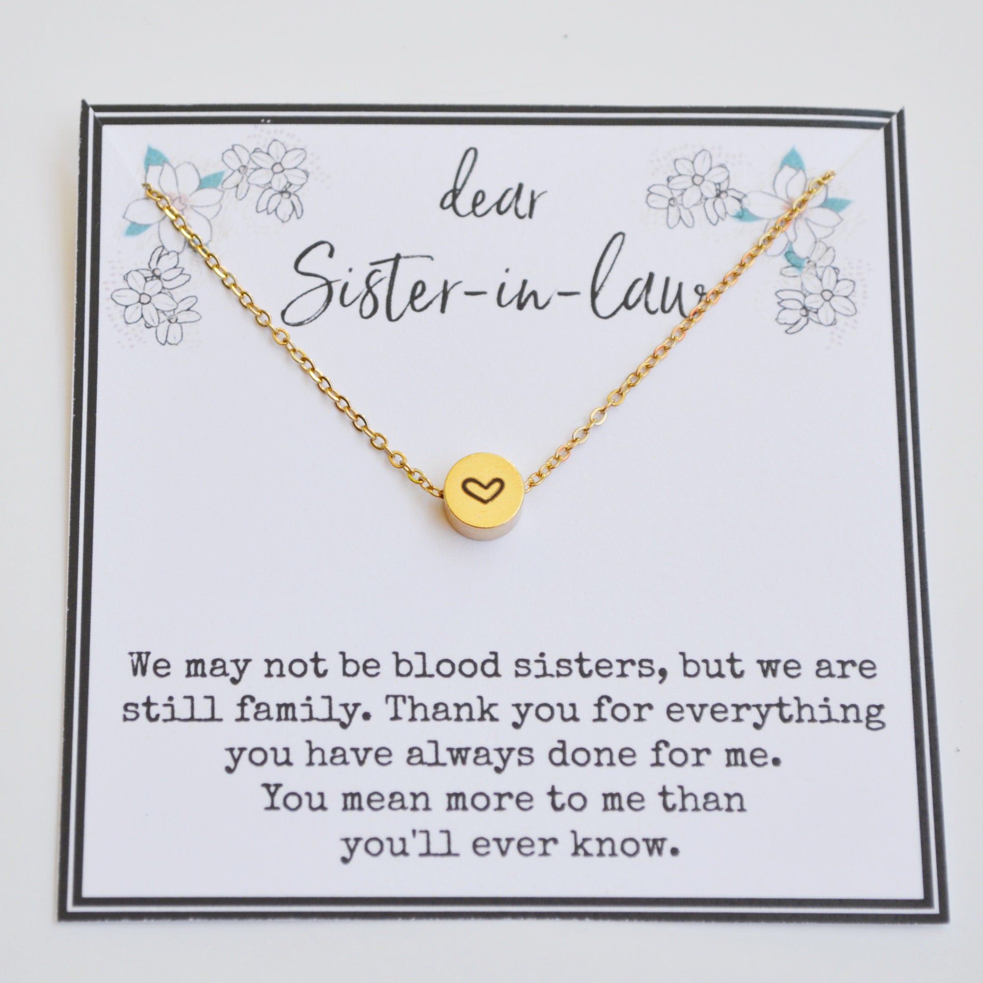 Sister in law gift, Gift for sister in laws, Sister in law jewelry, Sister in law birthday gift, Heart necklace, Gold, Silver, Rose gold