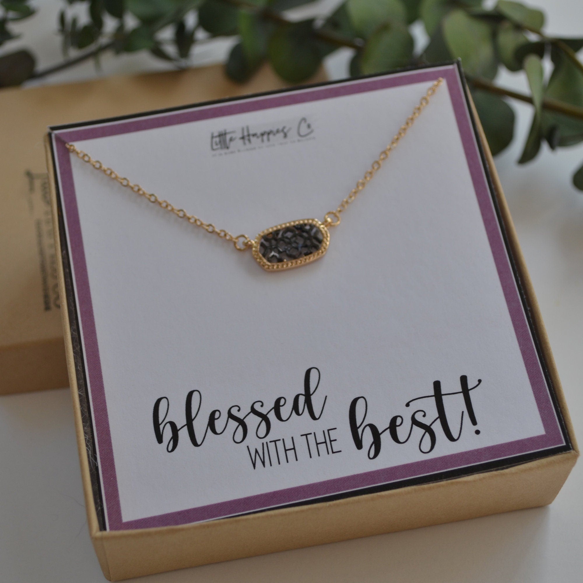Blessed With The Best Necklace - Blessed necklace, Best friend gifts, Bridesmaid gift, Send a card, Send a gift, Thank you gift, Mail a gift