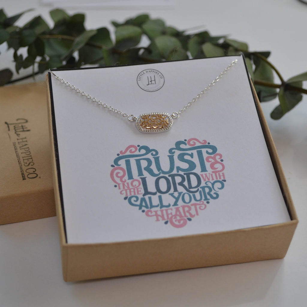 Trust In The Lord With All Your Heart Necklace - Proverbs 3:5-6, Bible quote, Christian necklace, Christian jewelry, Faith necklace, Hope