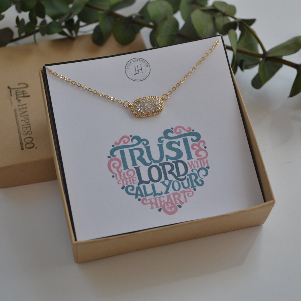 Trust In The Lord With All Your Heart Necklace - Proverbs 3:5-6, Bible quote, Christian necklace, Christian jewelry, Faith necklace, Hope