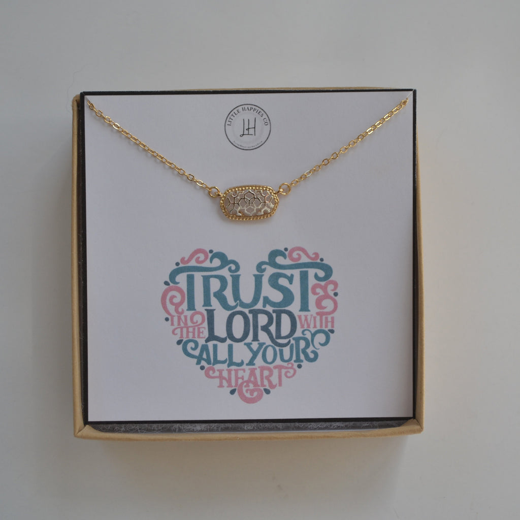 Trust In The Lord With All Your Heart Necklace - Proverbs 3:5-6, Bible quote, Christian necklace, Christian jewelry, Faith necklace, Hope