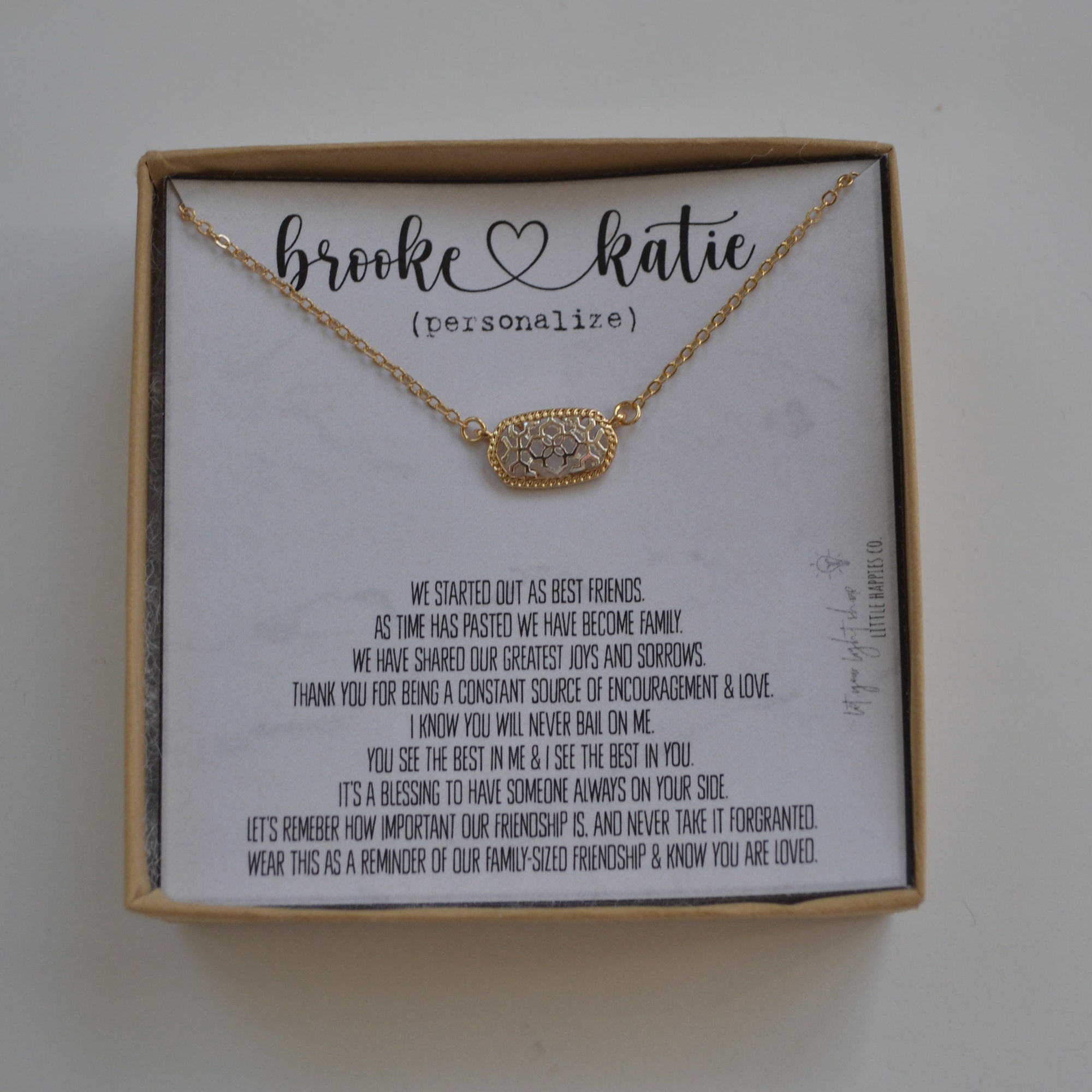Personalized friend gifts, Sentimental gifts for best friends, Keepsake gifts, Filigree necklace, Birthday gift ideas for best friend female